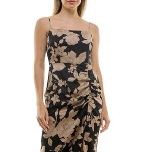 Taylor Black and Tan Midi Bodycon Dress